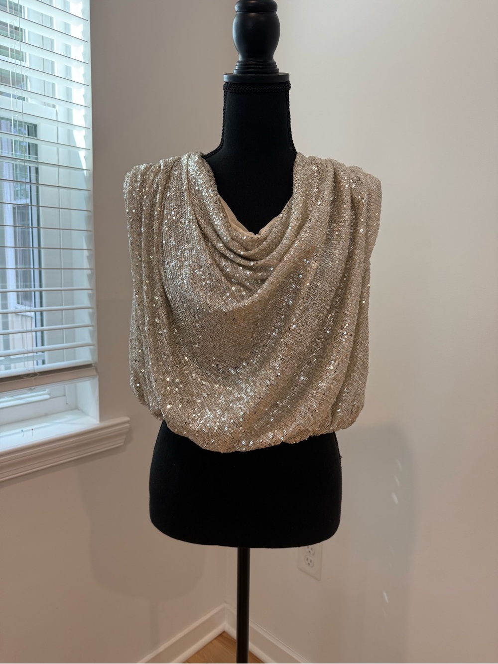 DO+BE Champagne Sequin Drape Neck Camisole